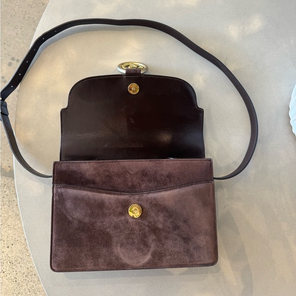 GUCCI Suede Small Torchon GG Ring Shoulder Bag Reflex Brown - Picture 6 of 10